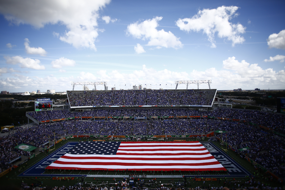 Camping World Stadium. National Anthem.

The UK football team beat Penn State27-24 in the Citrus Bowl.

Photo by Chet White | UK Athletics