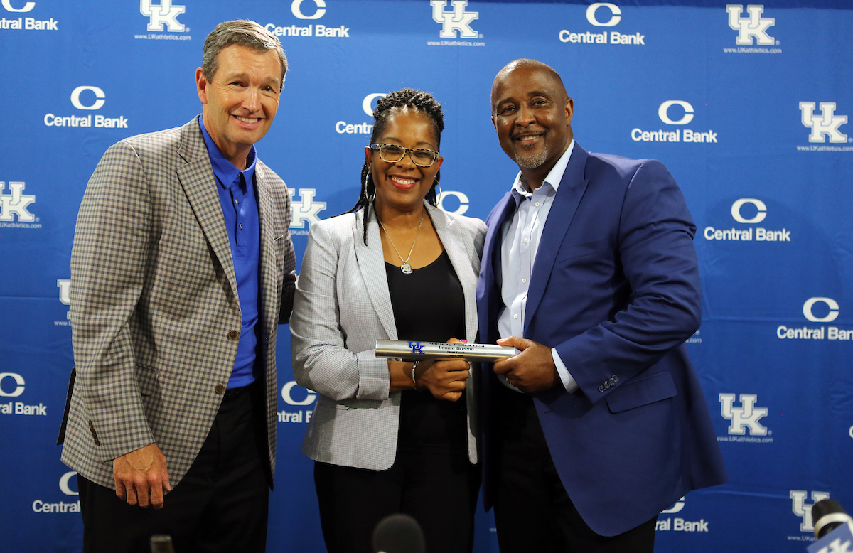 Mitch Barnhart announces new head Track and Field coach Lonnie Greene. 

Photo by Britney Howard | UK Athletics