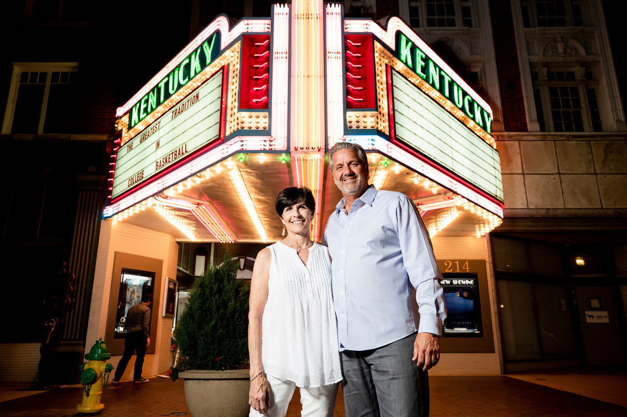 John and Ellen Calipari.

UK menâ??s basketball photo shoot at the Kentucky Theater.

Photo by Chet White | UK Athletics