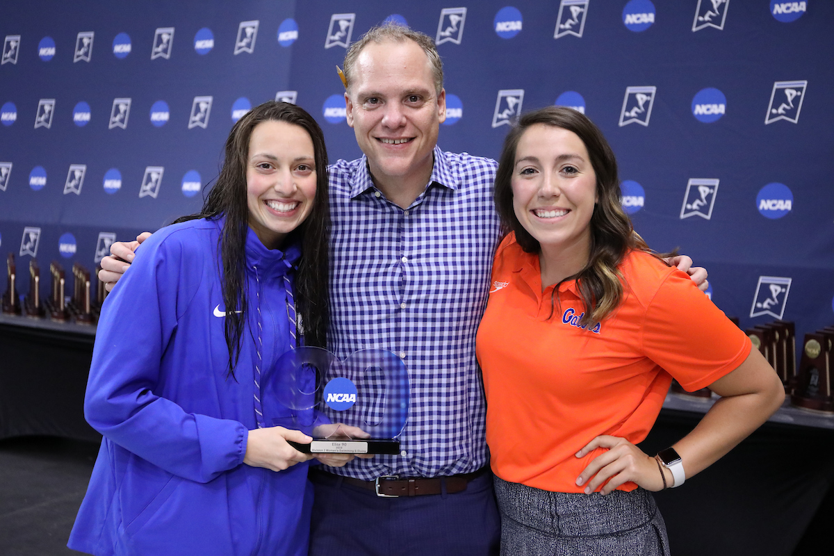 Asia Seidt, Lars Jorgensen, & Danielle Galyer.

UK Women's Swimming & Diving in action on day two of the 2019 NCAA Championships on Wednesday, March 21, 2019.

Photo by Noah J. Richter | UK Athletics