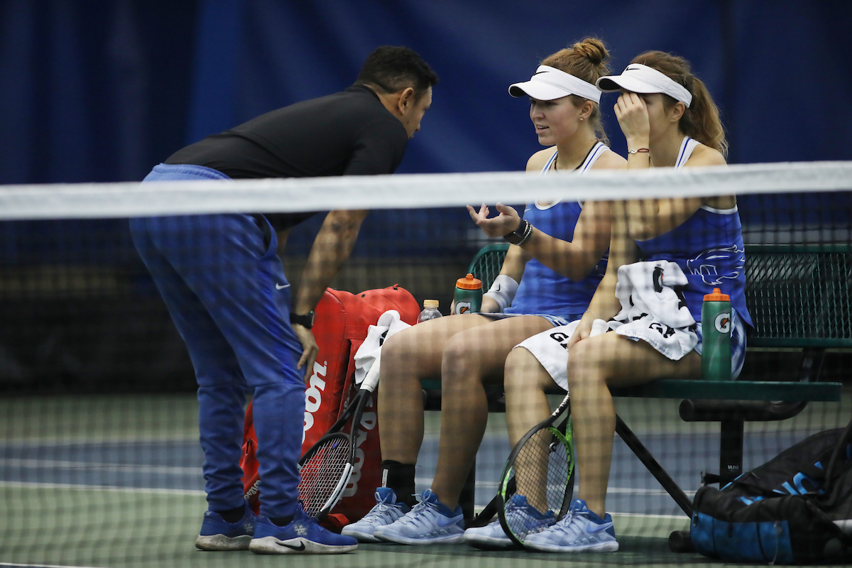 Akvil? Para?inskait?. Justina Mikulskyte.

Kentucky women's tennis hosts Indiana

Photo by Quinn Foster | UK Athletics