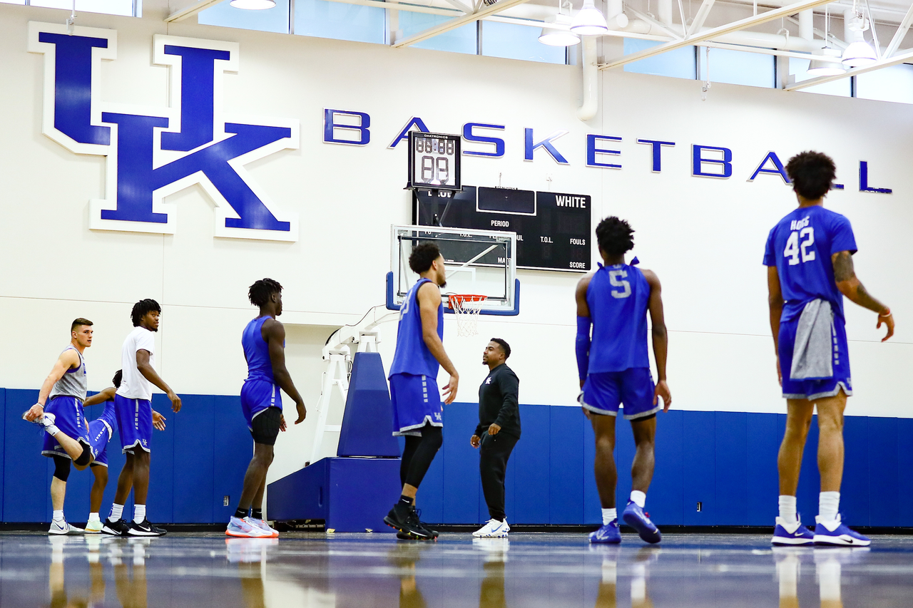 Nich Richards, Rob Harris, Immanuel Quickley, Kahlil Whitney, Nate Sestina, Keion Brooks Jr. 


Kentucky men's basketball Pro Day.


Photo by Elliott Hess | UK Athletics