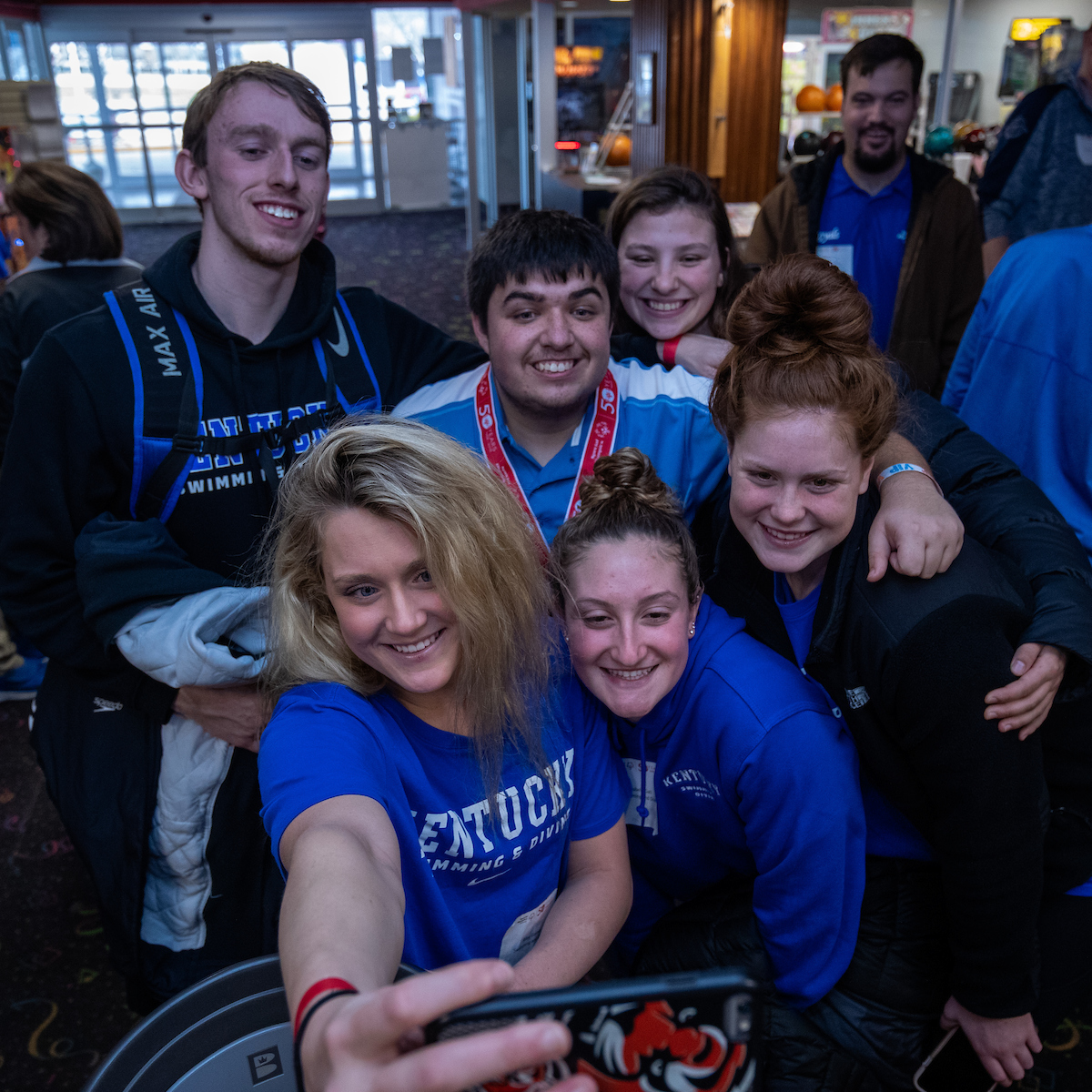 UK athletes bowl with members of Special Olympics at Collins Bowling Alley on , Saturday Dec. 8, 2018  in Lexington, Ky. Photo by Mark Mahan