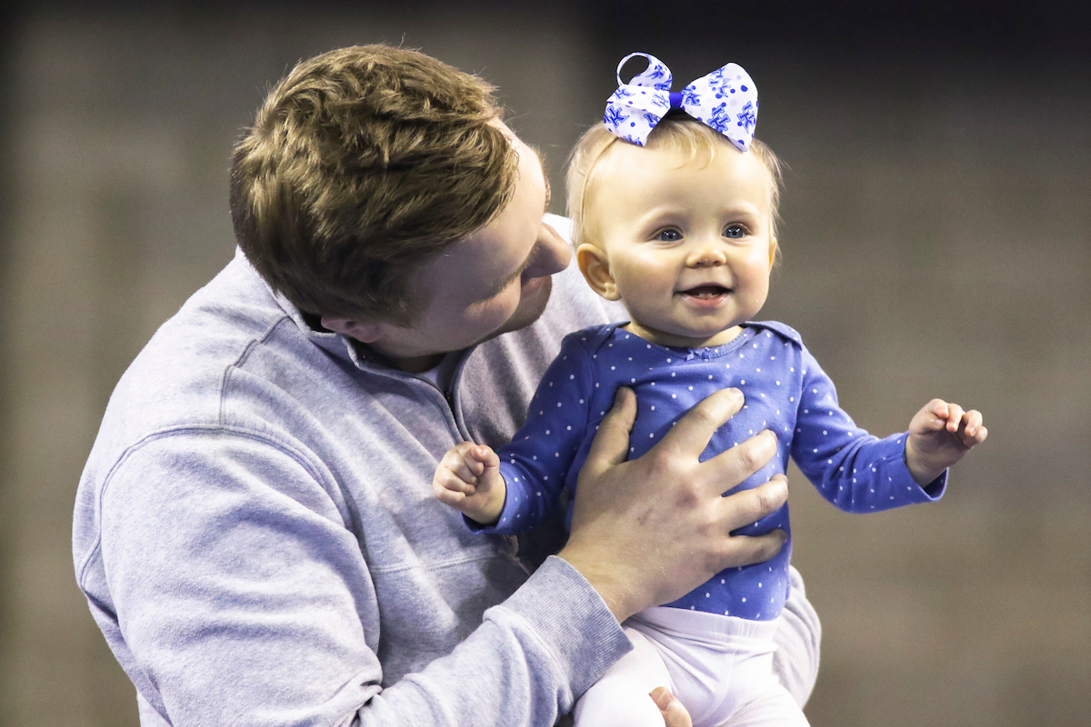 Baby Race. 

Kentucky beats Alabama, 197.200 - 196.800.

Photo by Eddie Justice | UK Athletics