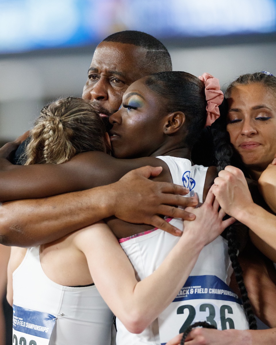 Coach Greene. Megan Moss. Jenna Gearing.

Day 1 of NCAA Track and Field Championship.

Photo by Elliott Hess | UK Athletics