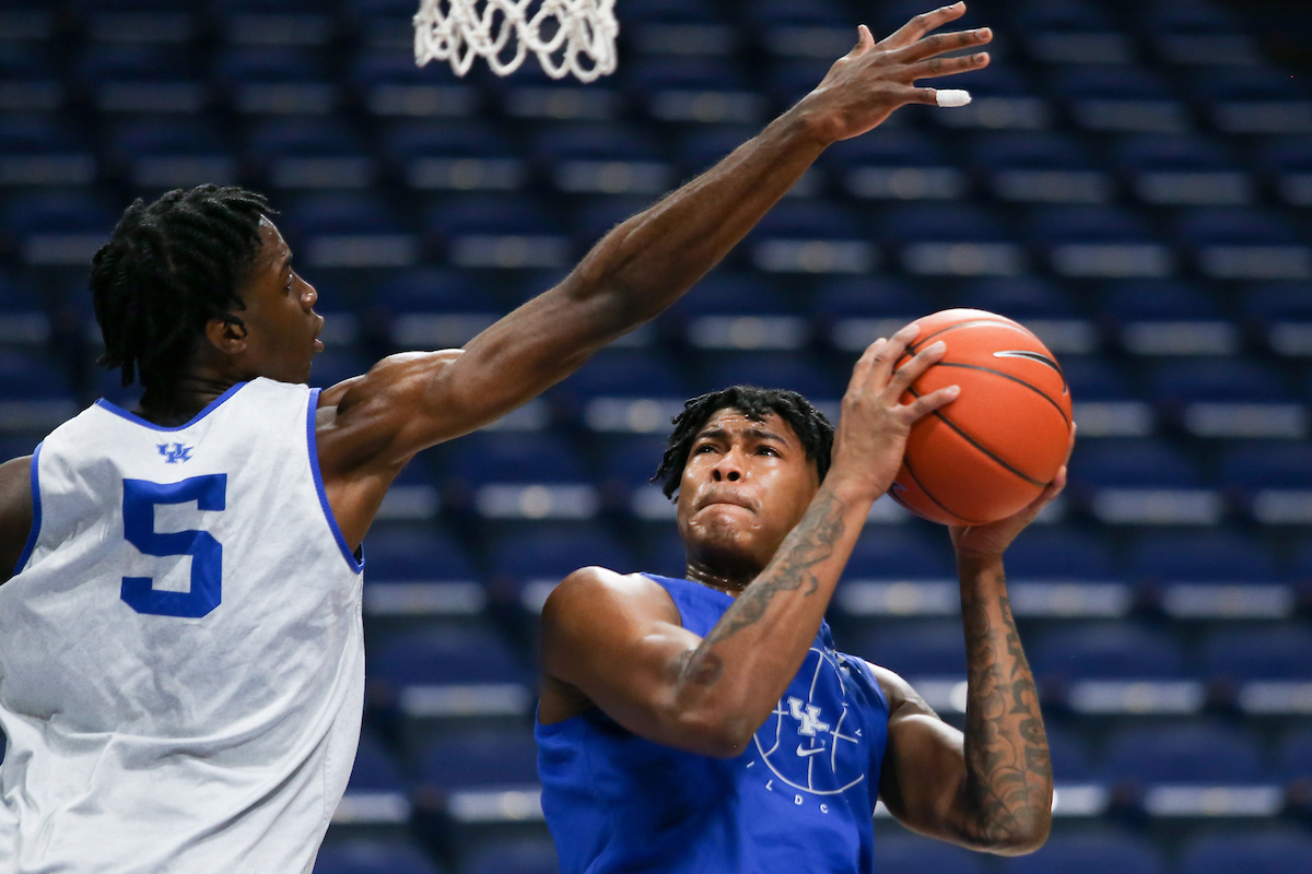 Cam’Ron Fletcher and Terrence Clarke.

Men’s basketball scrimmage at Rupp Arena.

Photo by Hannah Phillips | UK Athletics