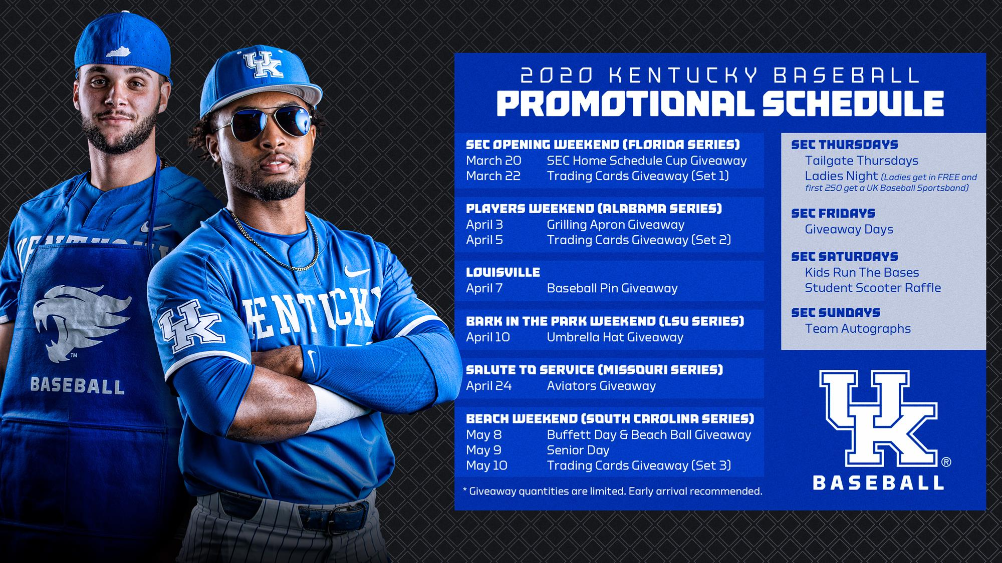 Kentucky Baseball Announces 2020 Promotions Schedule
