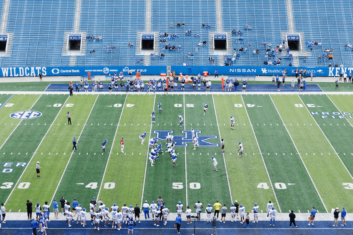 Kroger Field.

2021 UK Football Spring Practice.

Photo by Elliott Hess | UK Athletics