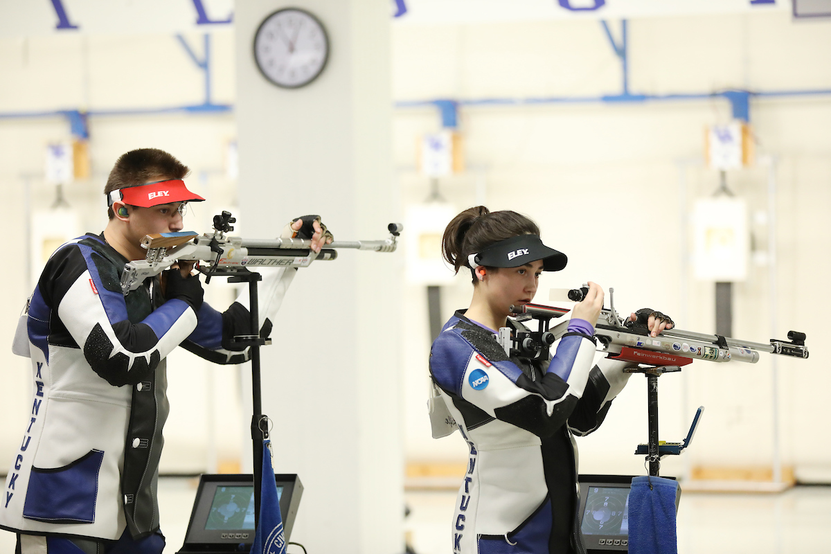 Richard Clark. Cathryn Papasodora.

UK Rifle hosts Morehead State on Senior Day.

Photo by Quinn Foster | UK Athletics