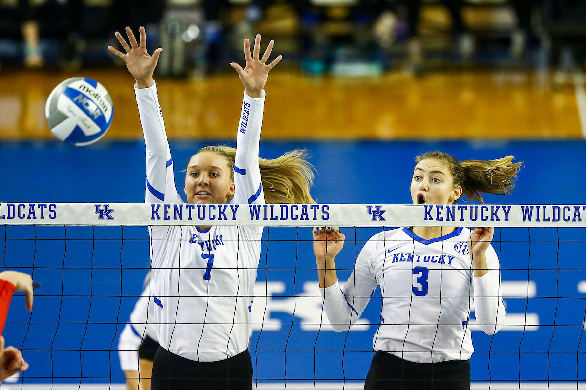 Leah Meyer and Madison Lilley.

Kentucky beat Ole Miss 3-0.

Photo by Hannah Phillips | UK Athletics