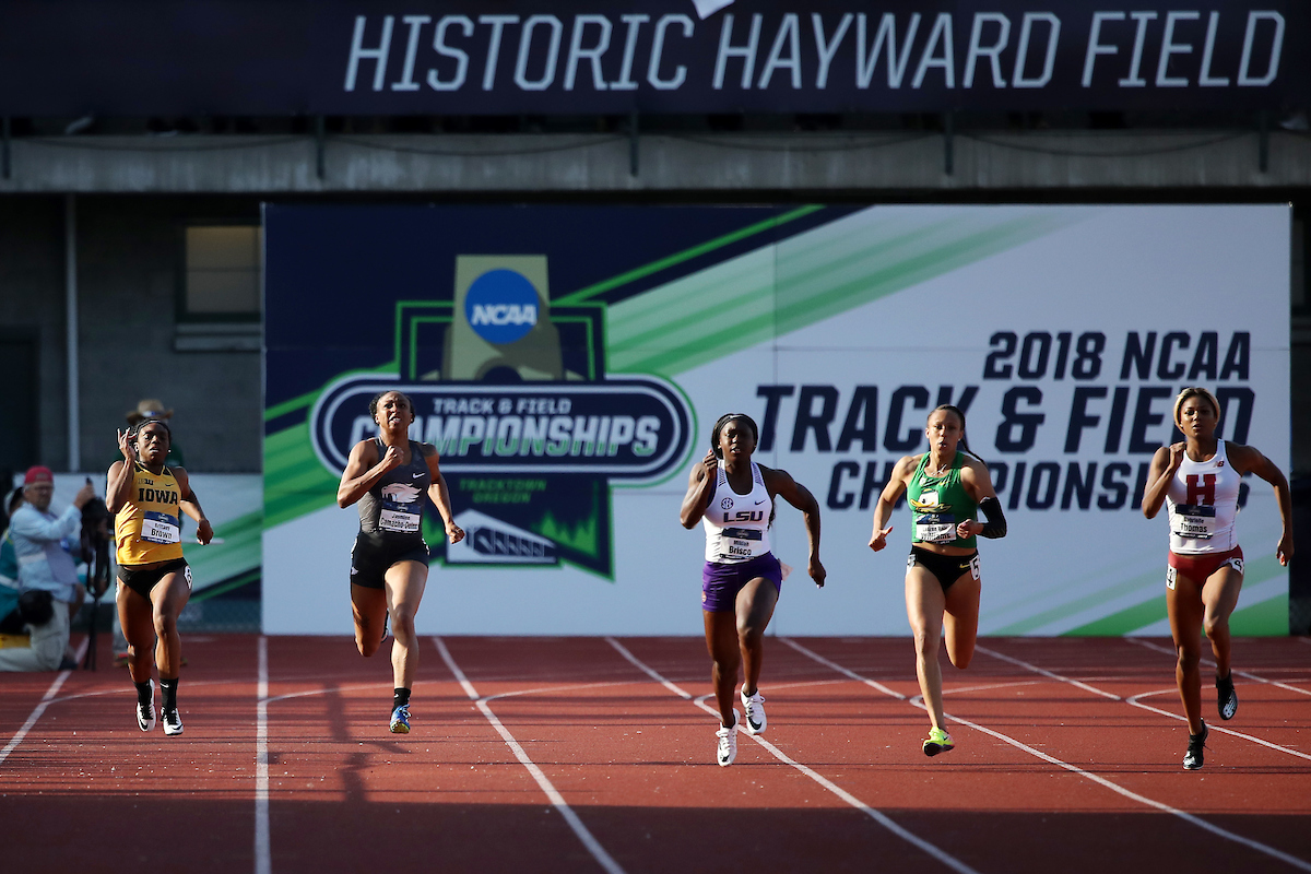 Jasmine Camacho-Quinn.

Day two of the NCAA Track and Field Outdoor National Championships. Eugene, Oregon. Thursday, June 7, 2018.

Photo by Chet White | UK Athletics