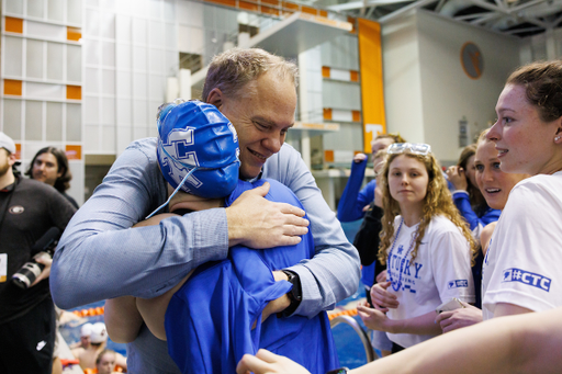 Gillian Davey. Coach Lars Jorgensen.

Day five of the SEC Swim and Dive Championship.

Photo by Elliott Hess | UK Athletics