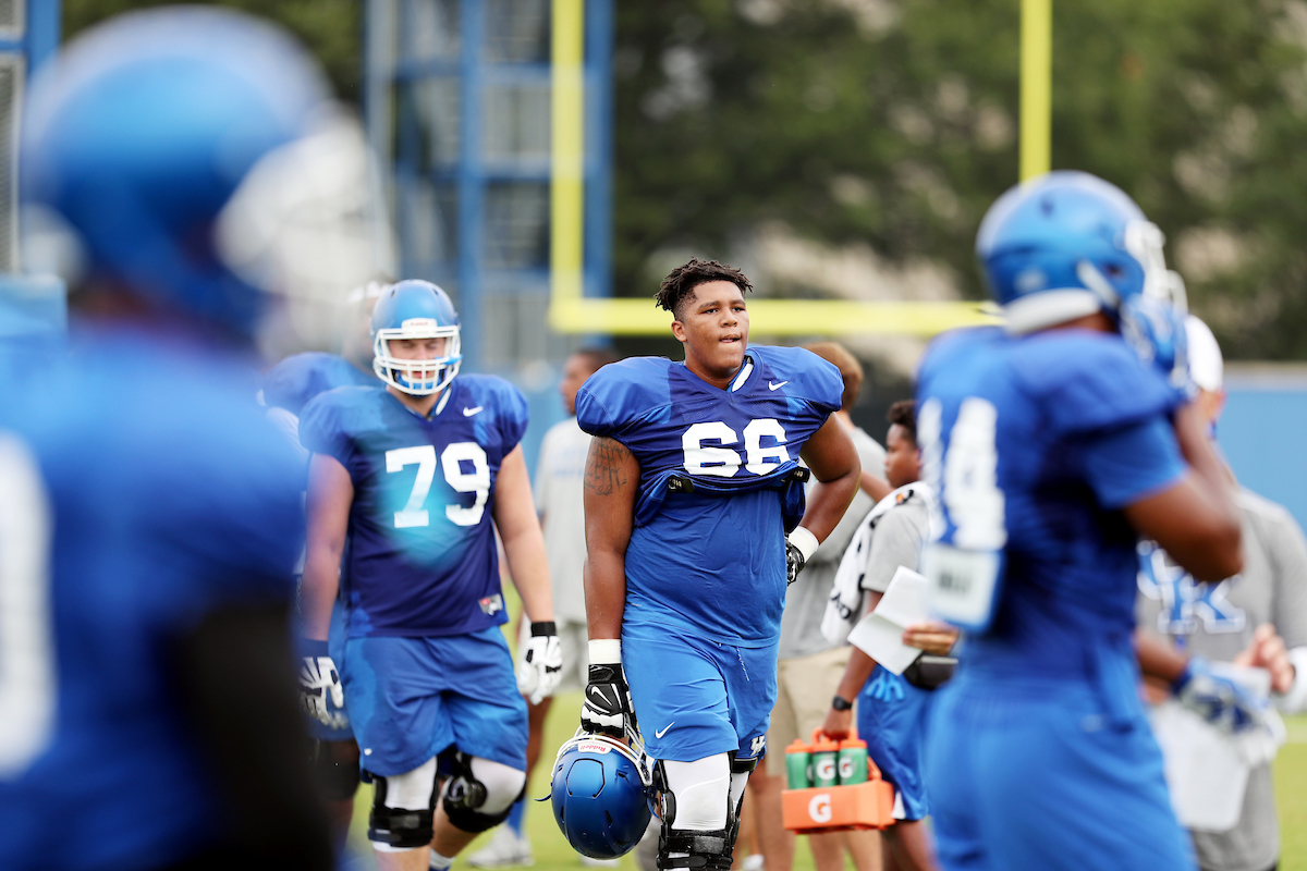 The Football Team training camp Friday, August 10,  2018. 

Photo by Britney Howard | UK Athletics