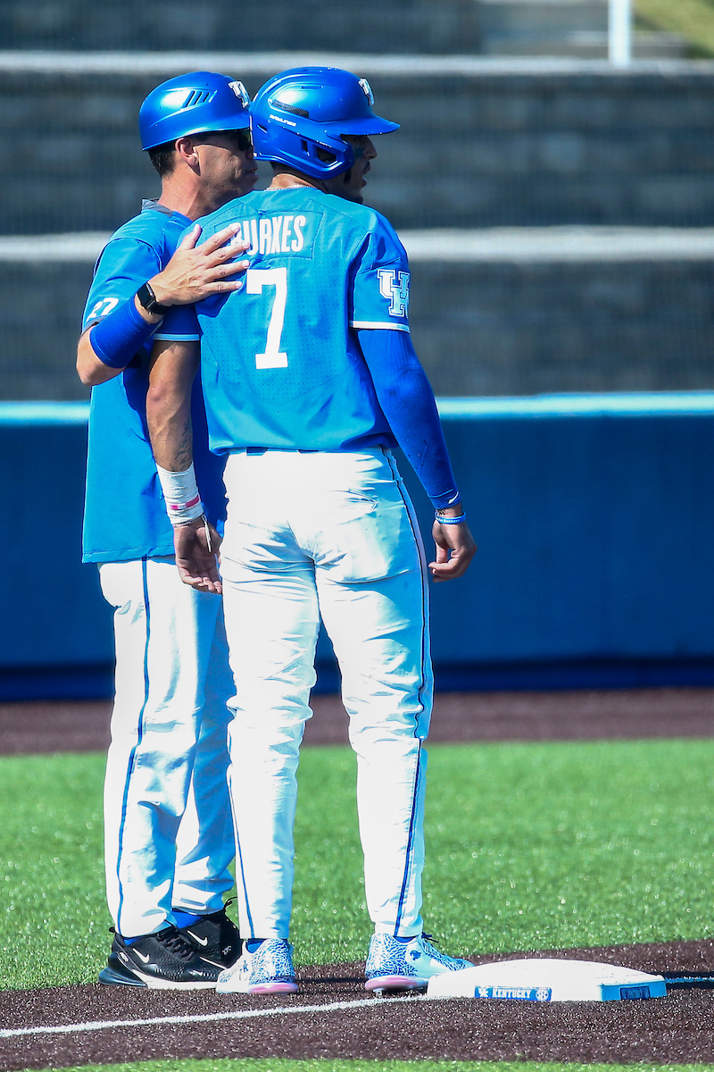 Coach Nick Mingione. Devin Burkes.

Kentucky beats Auburn 5-1.

Photo by Sarah Caputi | UK Athletics