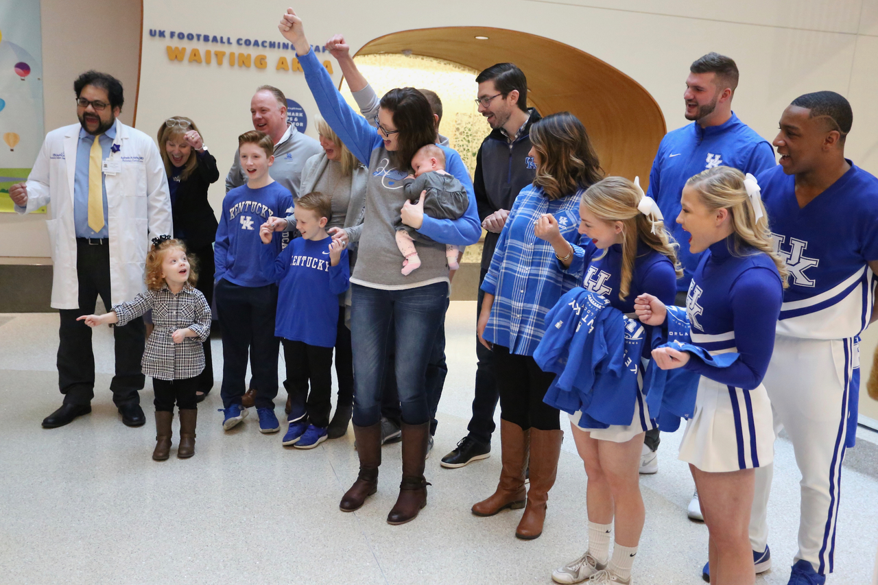 Sarah Howard and her family are presented with a vacation trip to the 2019 VRBO Citrus Bowl to cheer on the Kentucky Wildcats.

Photo by Noah J. Richter | UK Athletics