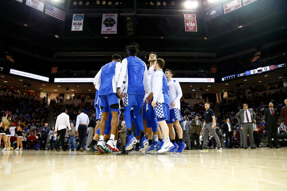Team.

The University of Kentucky men?s basketball falls to South Carolina 76-68 on Wednesday, 
January 16th, 2018, at Colonial Life Arena in Columbia, SC.

Photo by Quinn Foster I UK Athletics