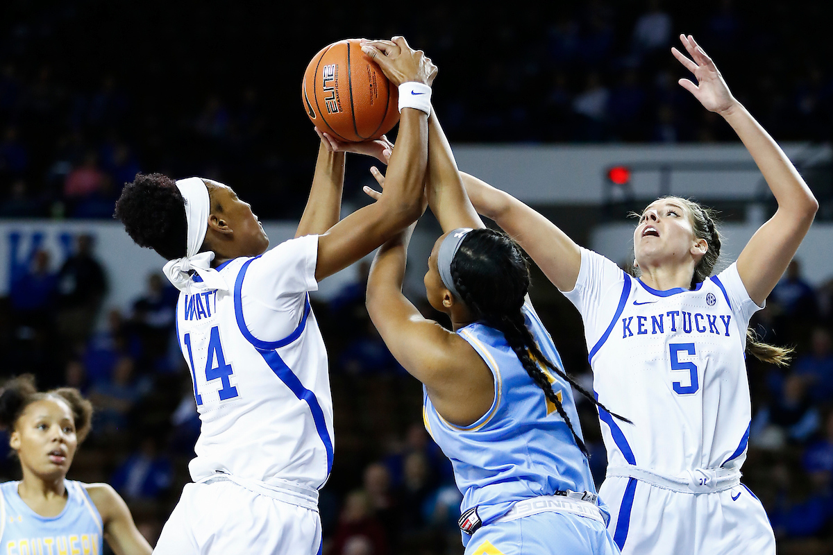 Tatyana Wyatt. Blair Green.

UK women's basketball beat Southern 91-41.

Photo by Chet White | UK Athletics