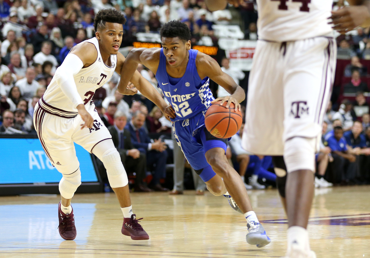 Shai Gilgeous-Alexander

The University of Kentucky men's basketball team is defeated by Texas A&M 85-74 on Saturday, February 10th, 2018 at Reed Arena in College Station, TX.


Photo By Barry Westerman | UK Athletics