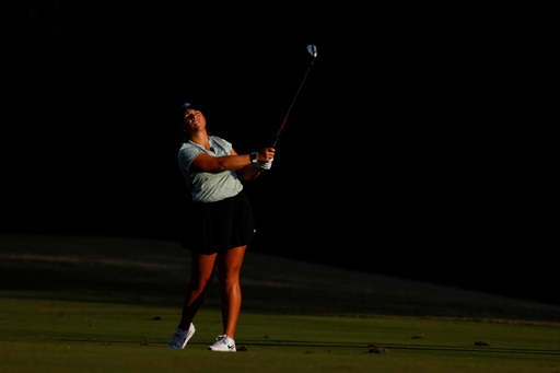 Jensen Castle of the United States plays her second stroke on the No. 12 hole during the second round of the Augusta National Women's Amateur at Champions Retreat Golf Club, Thursday, March 31, 2022.