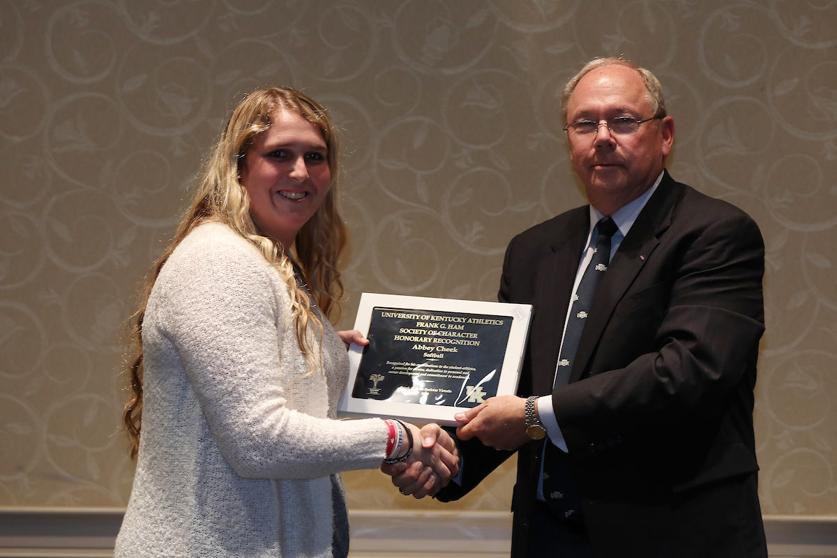Abbey Cheek.

Frank G. Ham Society of Character induction.

Photo by Quinn Foster | UK Athletics