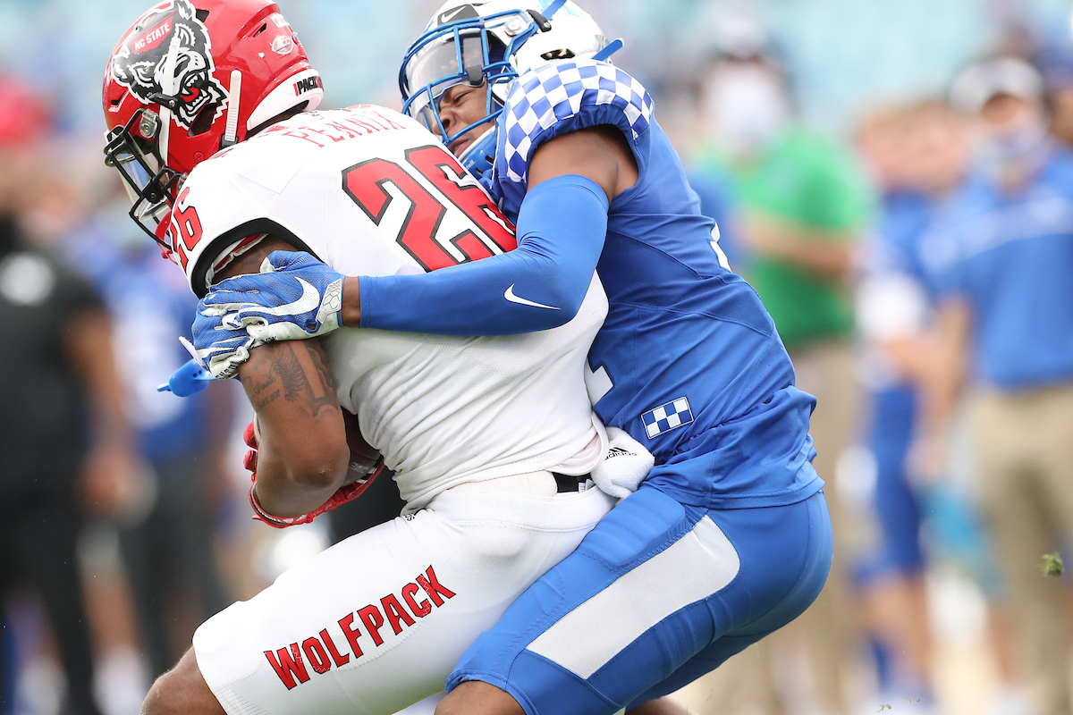 CARRINGTON VALENTINE.

Kentucky beats NC State, 23-21, to win the TaxSlayer Gator Bowl.

Photo by Elliott Hess | UK Athletics