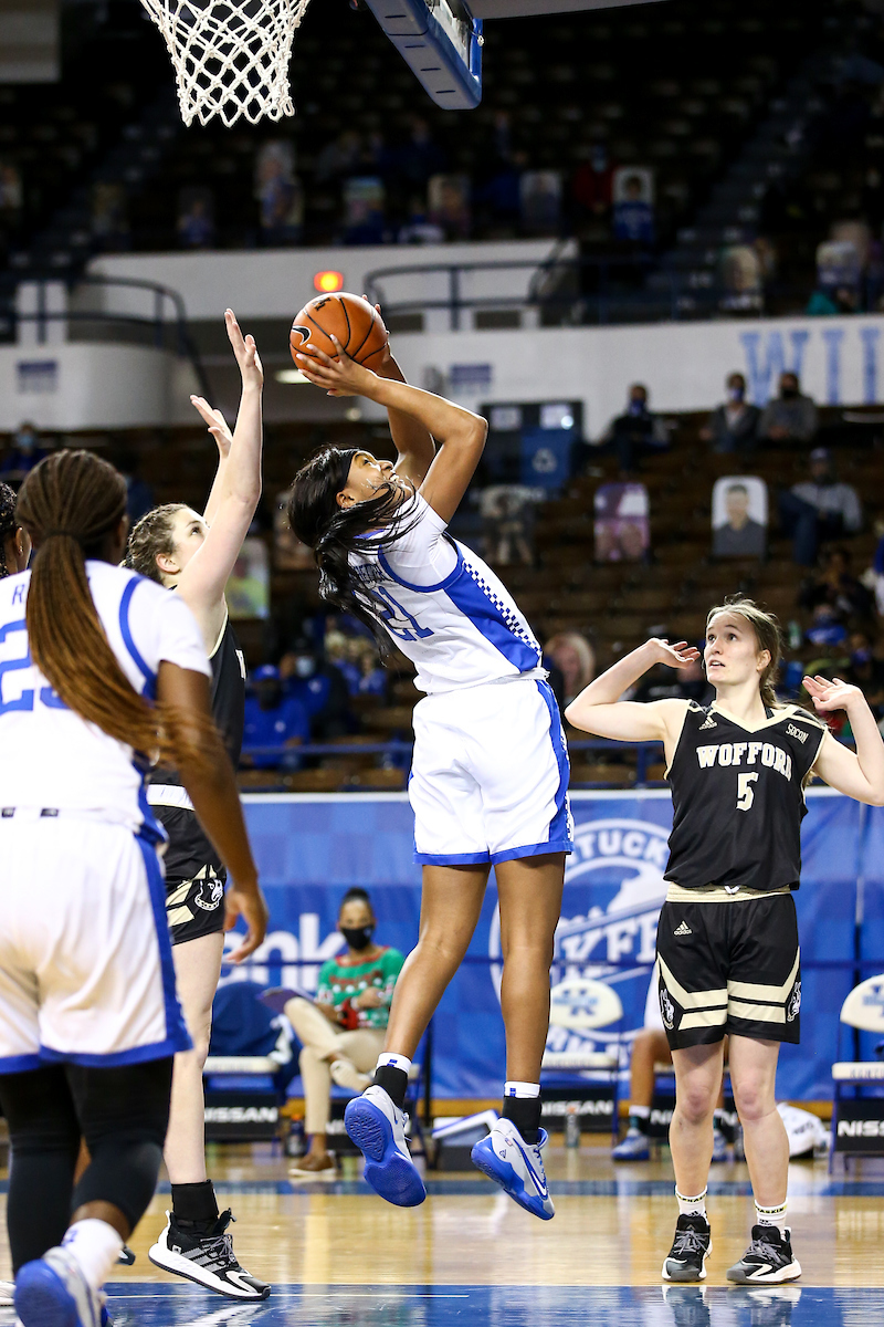 Nyah Leveretter. 

Kentucky beats Worfford 98-37.

Photo by Eddie Justice | UK Athletics