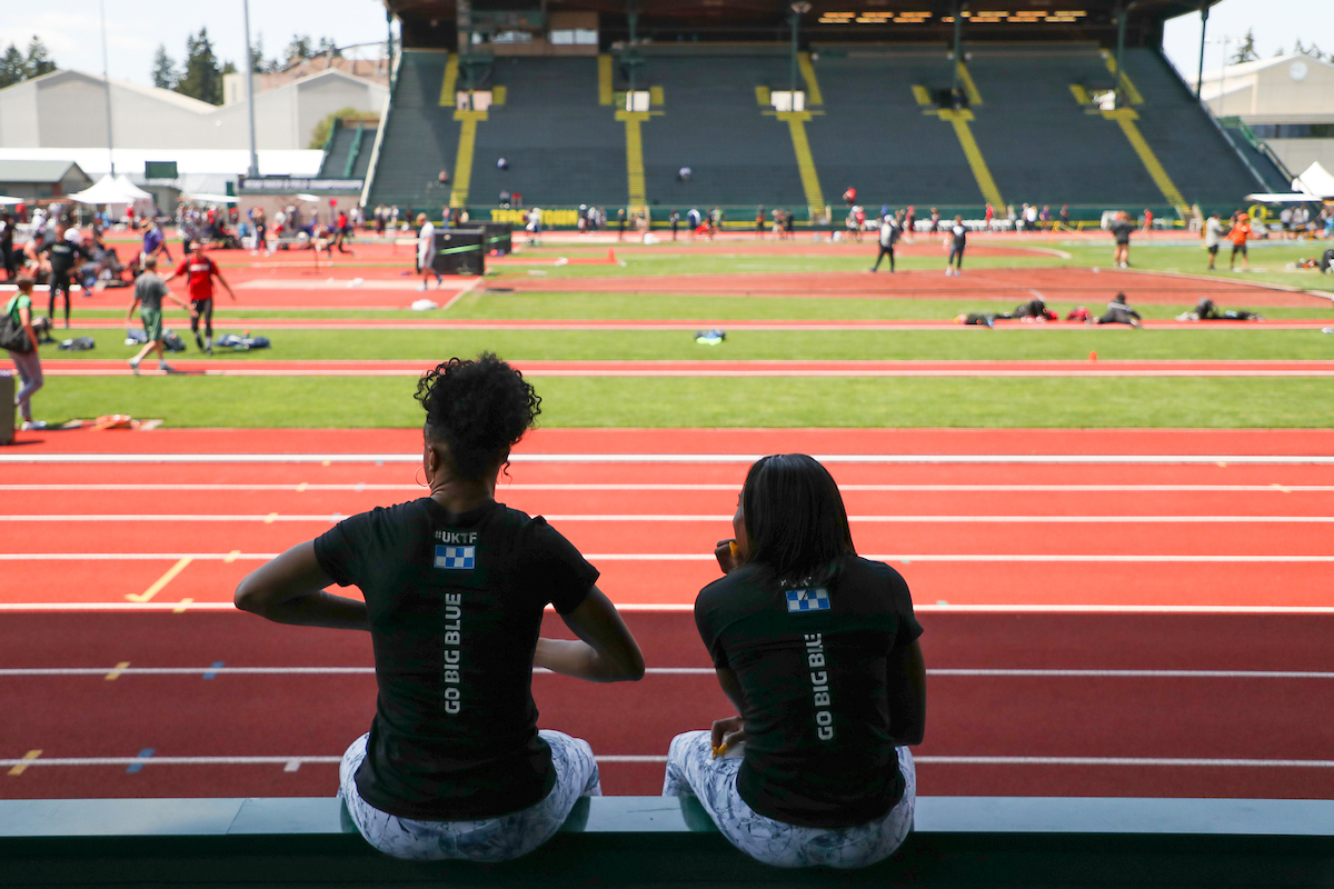 Jasmine Camacho-Quinn. Kayelle Clarke.

NCAA Track and Field Outdoor National Championships. Eugene, Oregon. Tuesday, June 5, 2018.

Photo by Chet White | UK Athletics