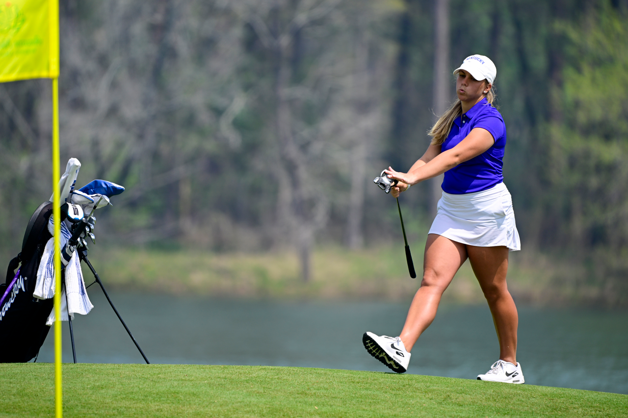 Jensen Castle of the United States reacts on the No. 4 hole during round one of the Augusta National Women's Amateur at Champions Retreat Golf Club, Wednesday, March 30, 2022.