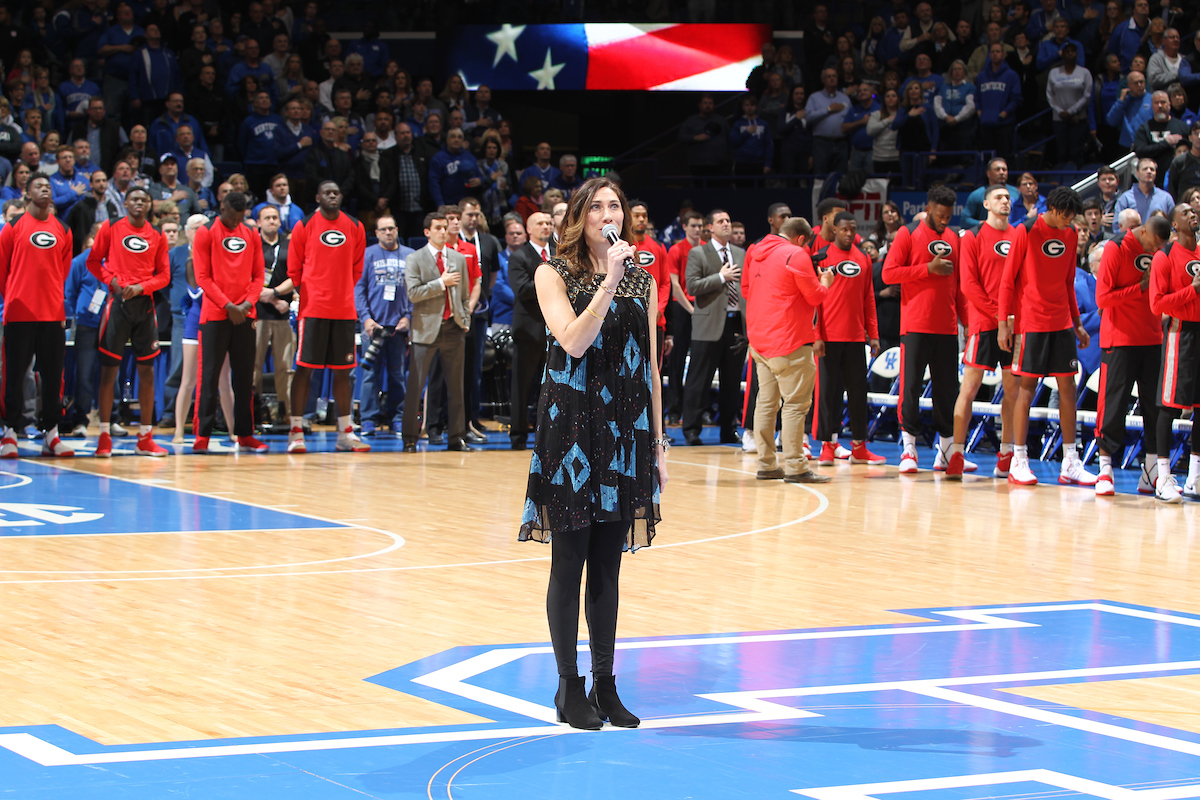 National Anthem.

The University of Kentucky men's basketball team beat Georgia 66-61 on Sunday, December 31, 2017 at Rupp Arena in Lexington, Ky. 

Photo by Quinn Foster I UK Athletics