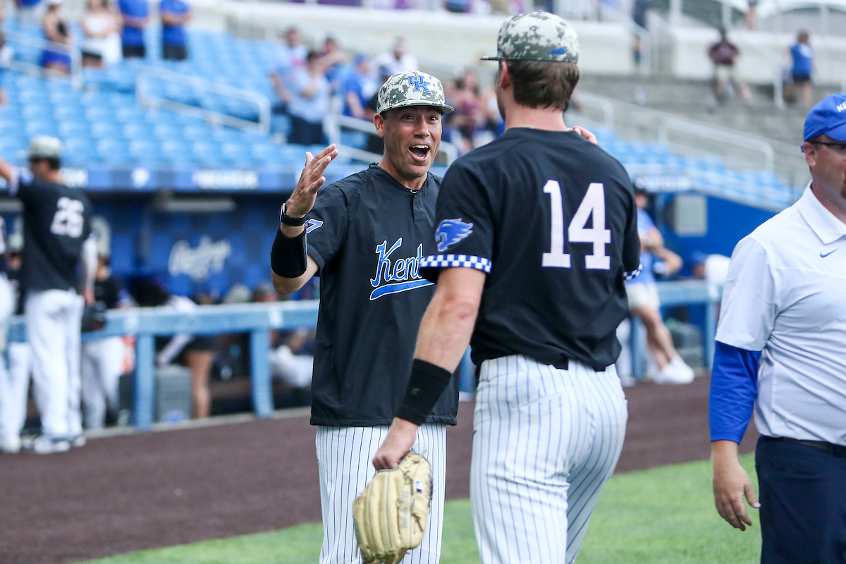 Coach Nick Mingione. Tyler Guilfoil.Kentucky beats Auburn 6-3.Photo by Sarah Caputi | UK Athletics