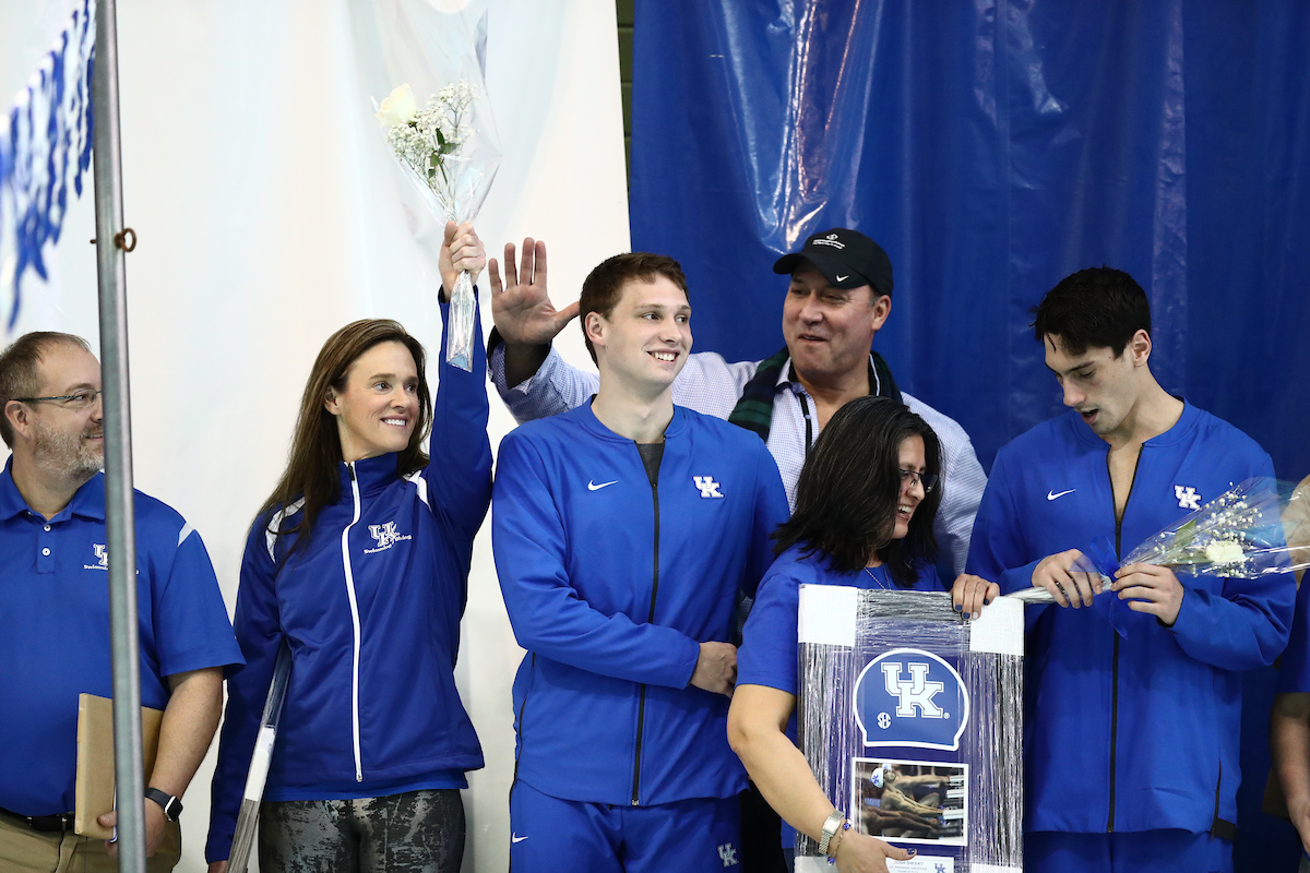 The UK men's and women's swim and drive teams beat Louisville on Senior Day at the Lancaster Aquatic Center on Saturday, January 26, 2019.

Photo by Elliott Hess | UK Athletics
