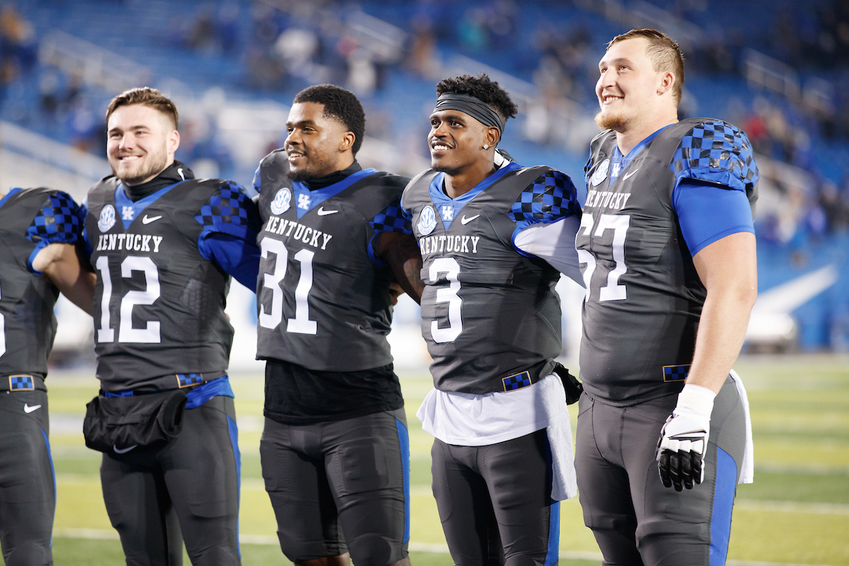 LANDON YOUNG. TERRY WILSON. JAMAR WATSON. SAWYER SMITH.

Kentucky beats South Carolina, 41-18.

Photo by Elliott Hess | UK Athletics