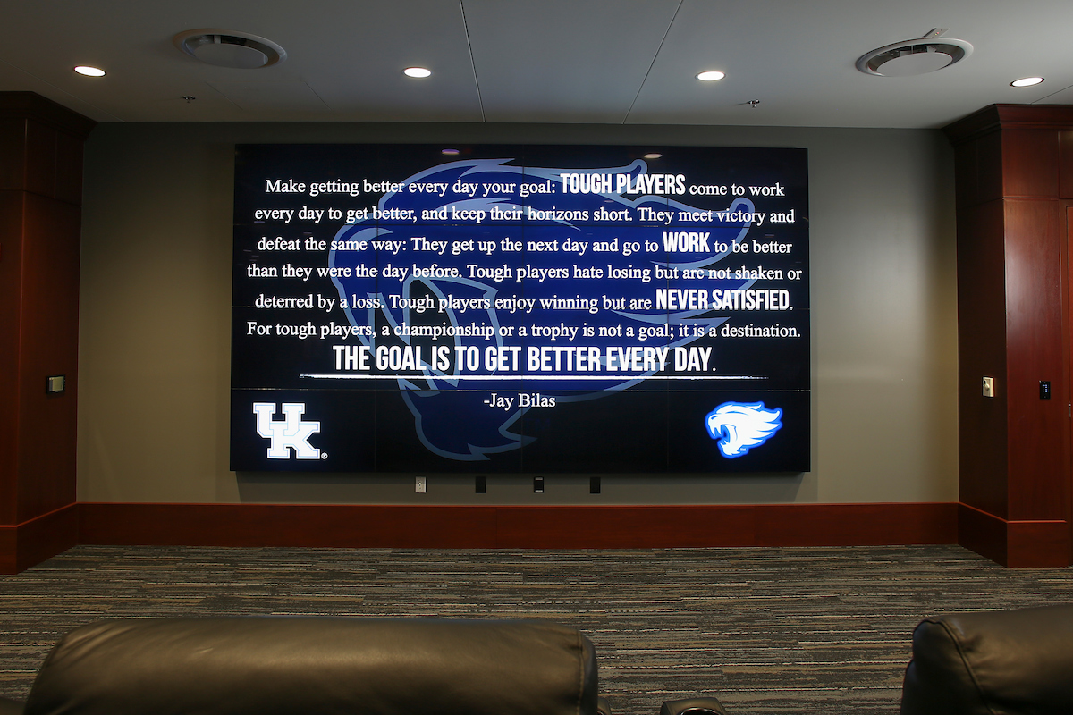 UK men's basketball locker room in the Joe Craft Center.

Photo by Chet White | UK Athletics