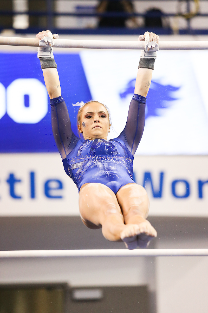Josie Angeny.

Kentucky falls to Alabama 196.775 - 196.350.

Photo by Hannah Phillips | UK Athletics