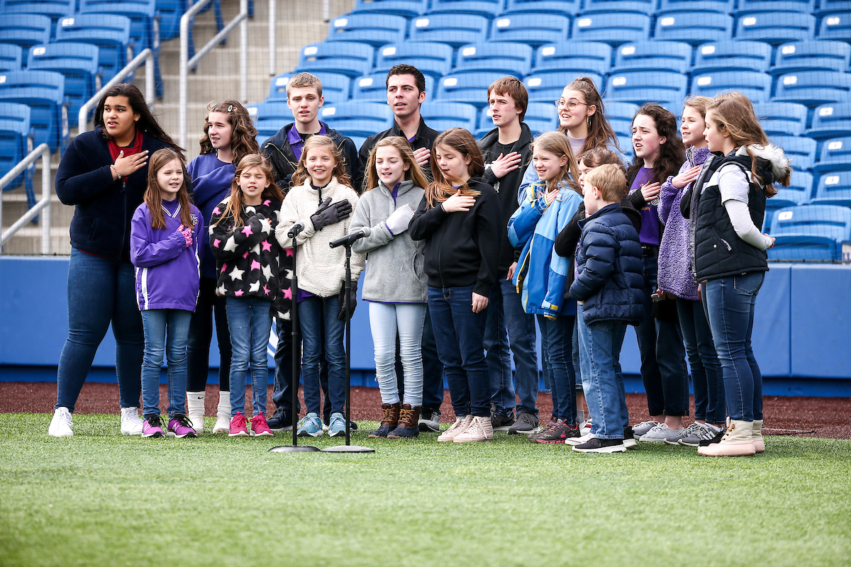 National Anthem. 

Kentucky falls to UNCW 8-0.

Photo by Eddie Justice | UK Athletics