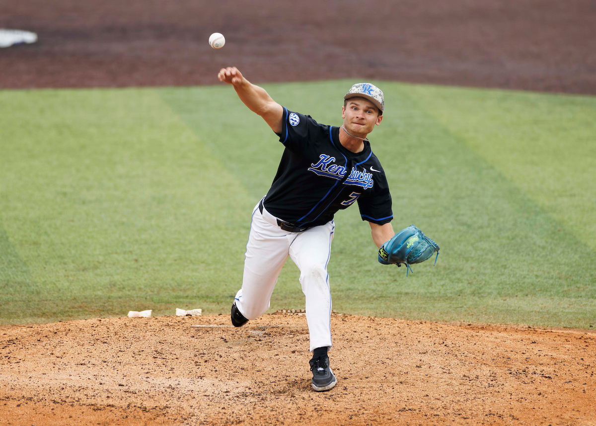 A picture of Dylan McIntyre throwing a baseball