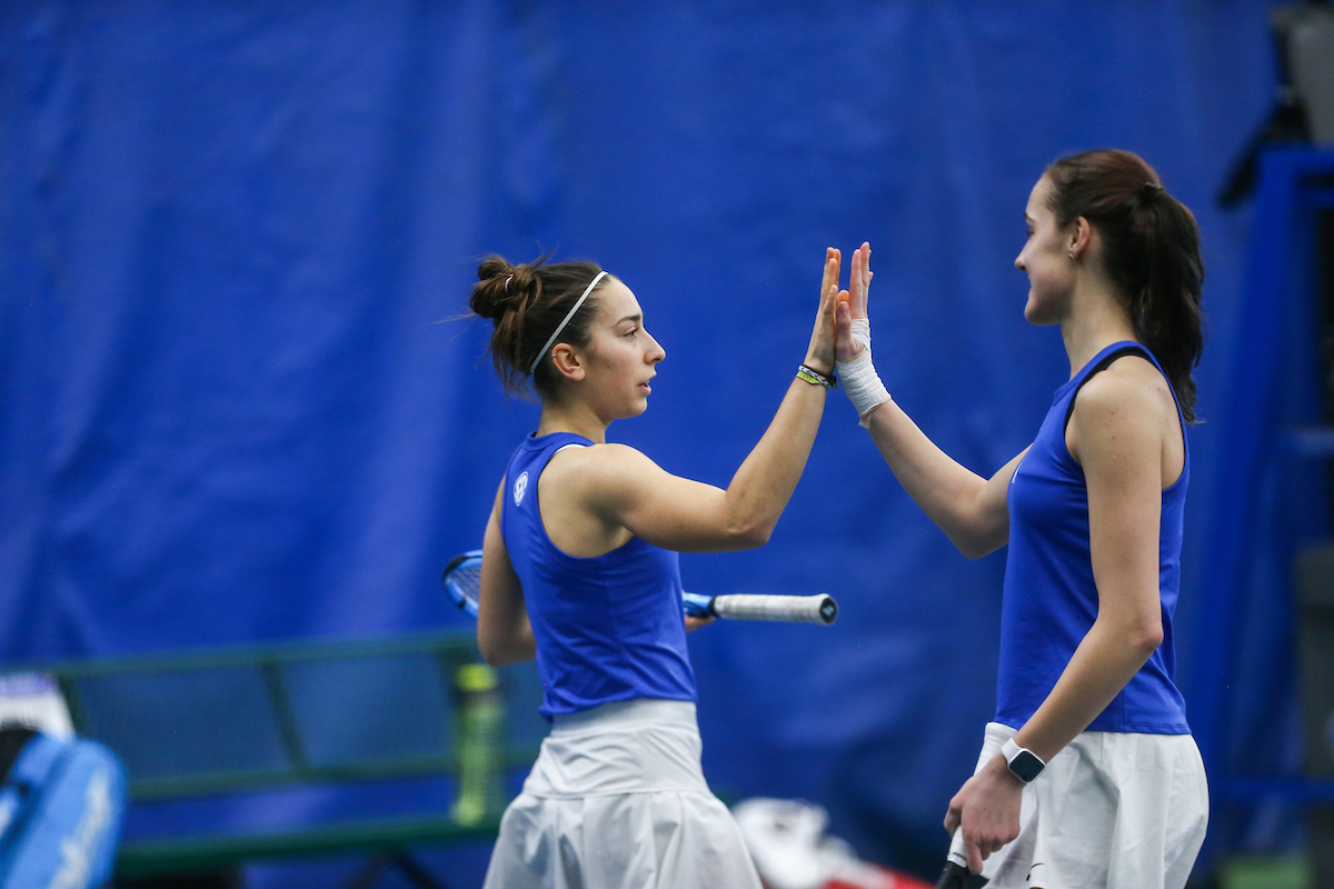 Maialen Morante and Diana Tkachenko.

Kentucky beats Western Kentucky University.

Photo by Sarah Caputi | UK Athletics
