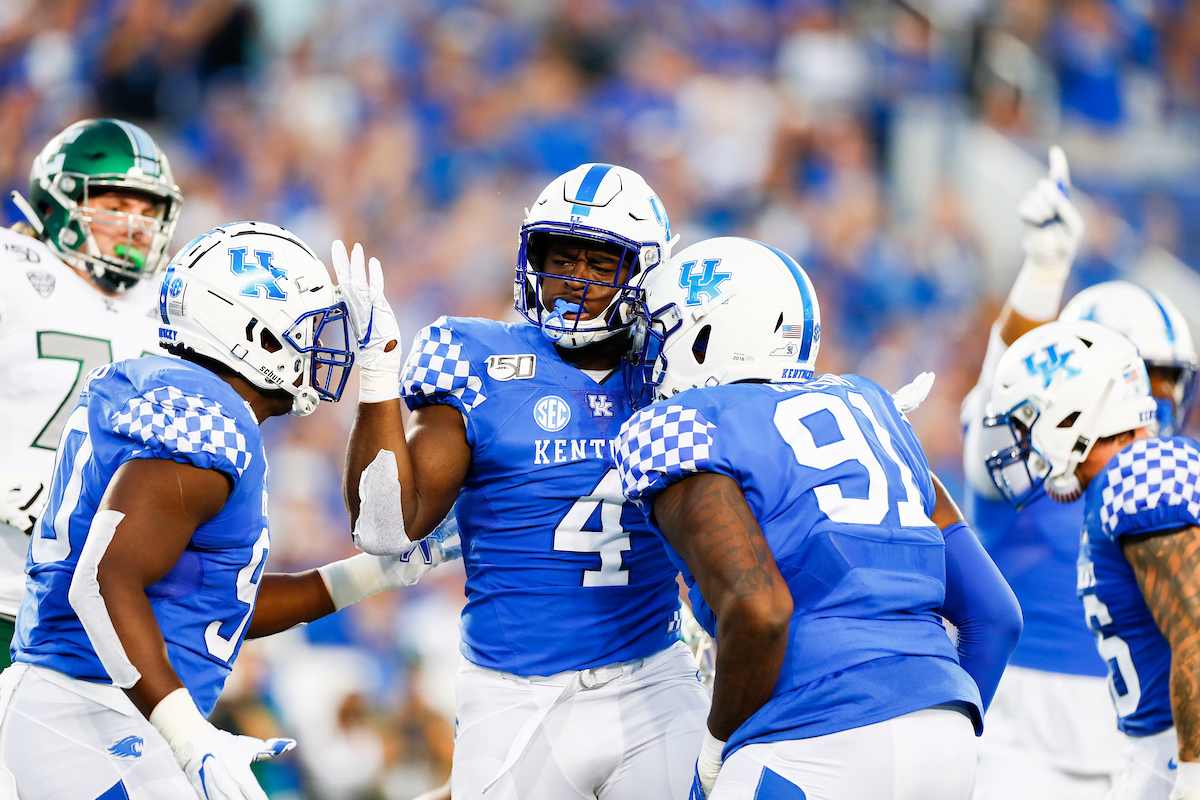 Joshua Paschal.

UK beat EMU 38-17.

Photo by Chet White | UK Athletics