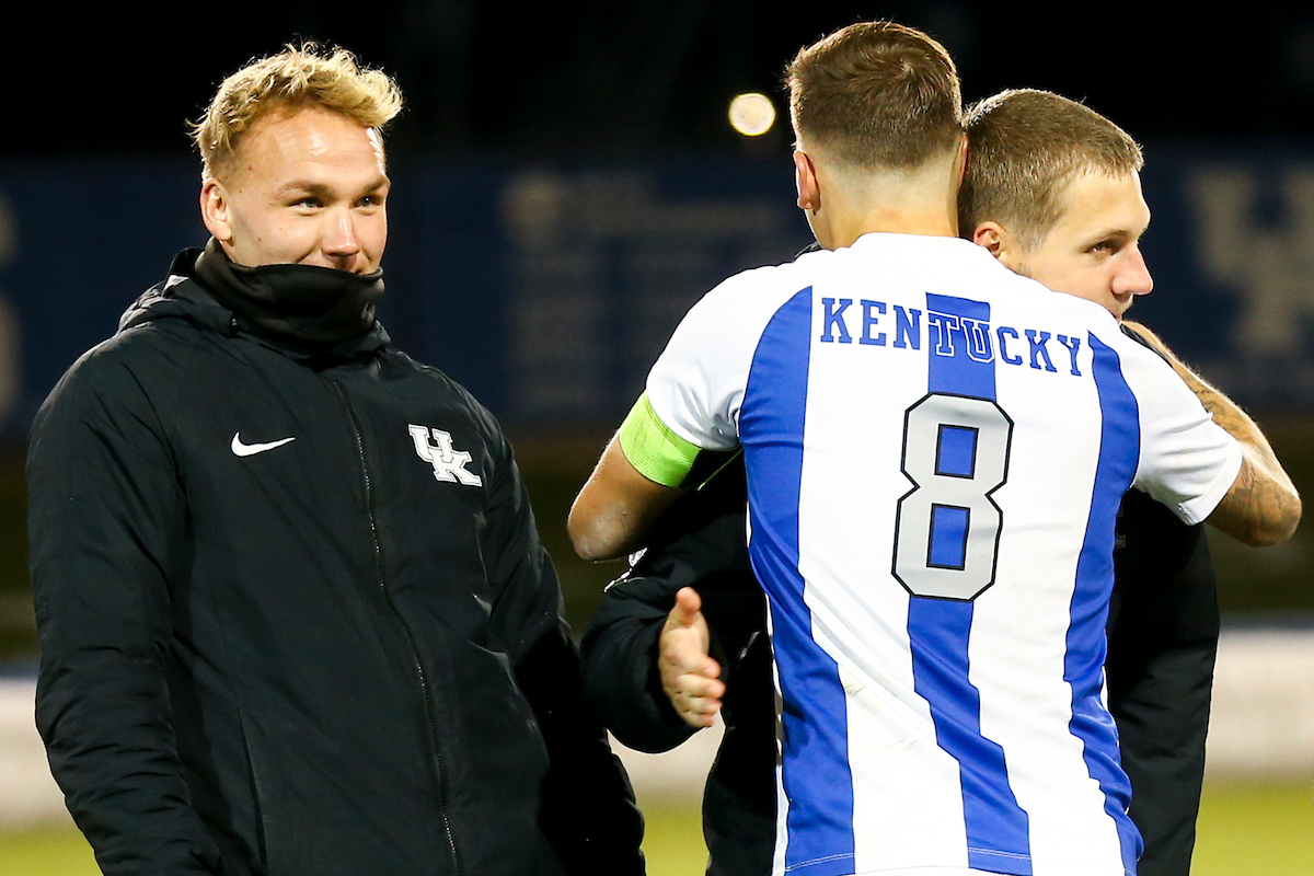 Marcel Meinzer, Ryan Troutman, Luis Grassow.

Kentucky MSOC Recognizes 14 Seniors.

Photo by Grace Bradley | UK Athletics
