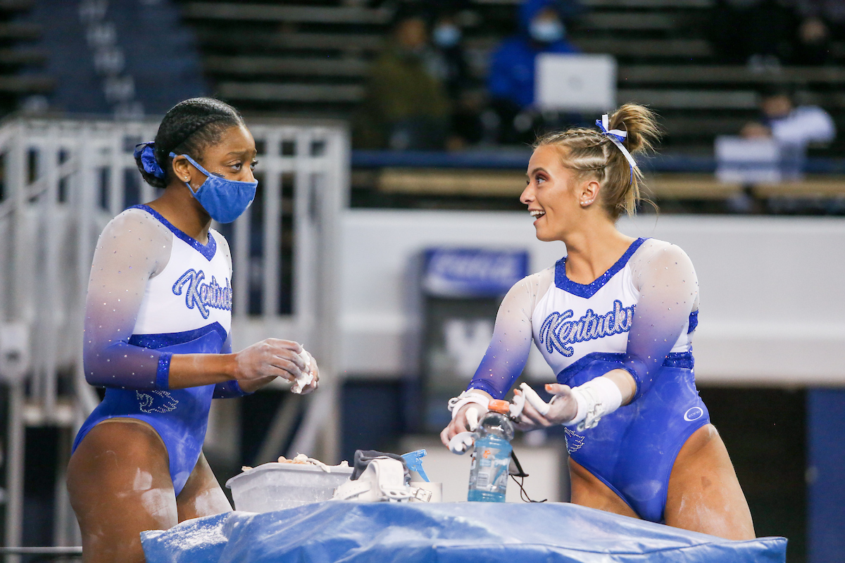 Cally Nixon and Josie Angeny.

Kentucky beats LSU 197.100 - 196.800

Photo by Hannah Phillips | UK Athletics