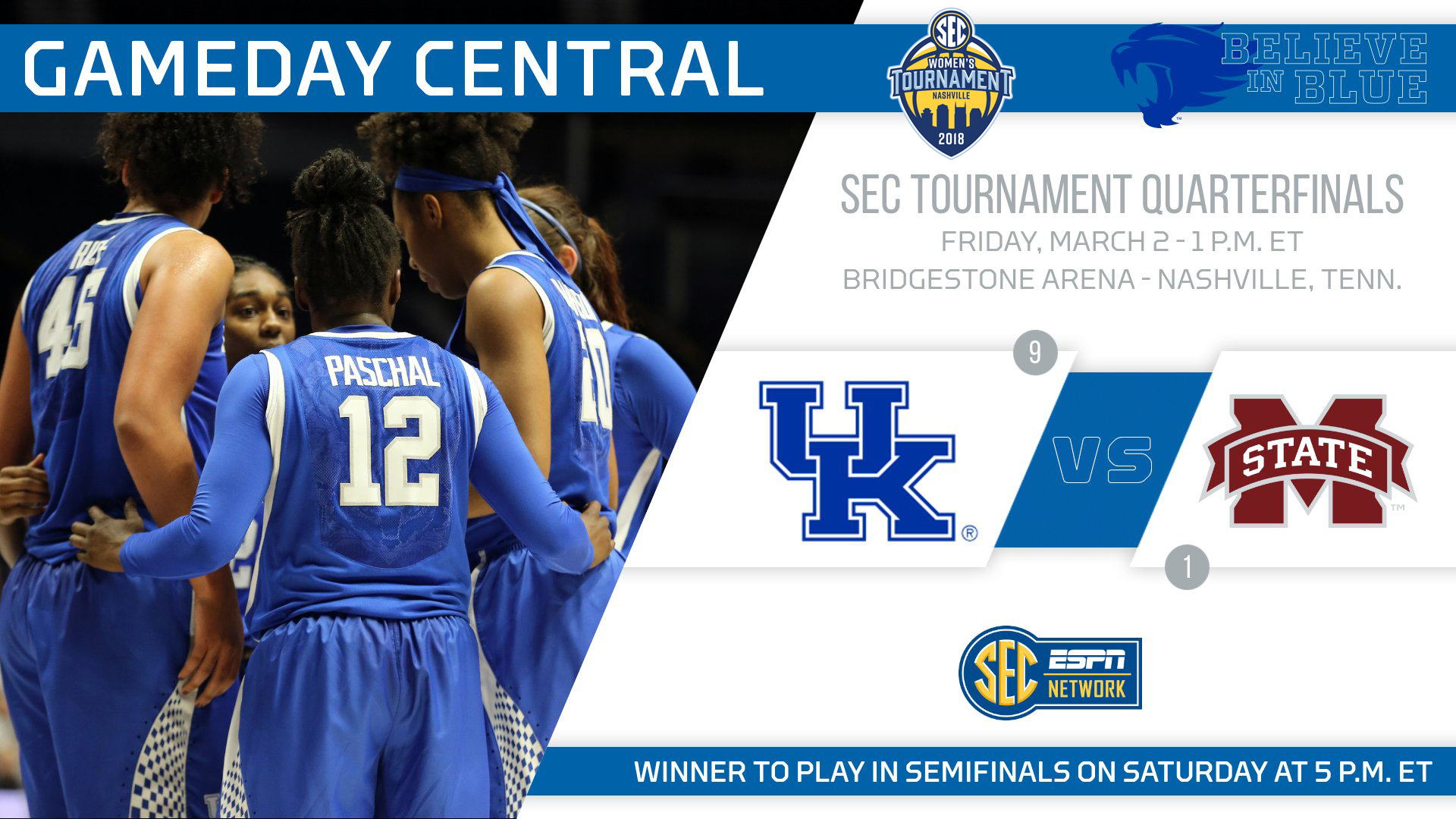 Kentucky Plays Top Seed Mississippi State in Quarterfinals Friday