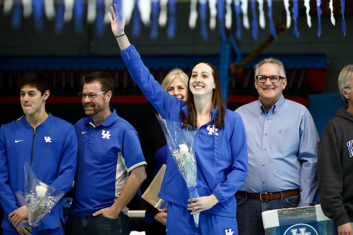 The UK men's and women's swim and drive teams beat Louisville on Senior Day at the Lancaster Aquatic Center on Saturday, January 26, 2019.

Photo by Elliott Hess | UK Athletics