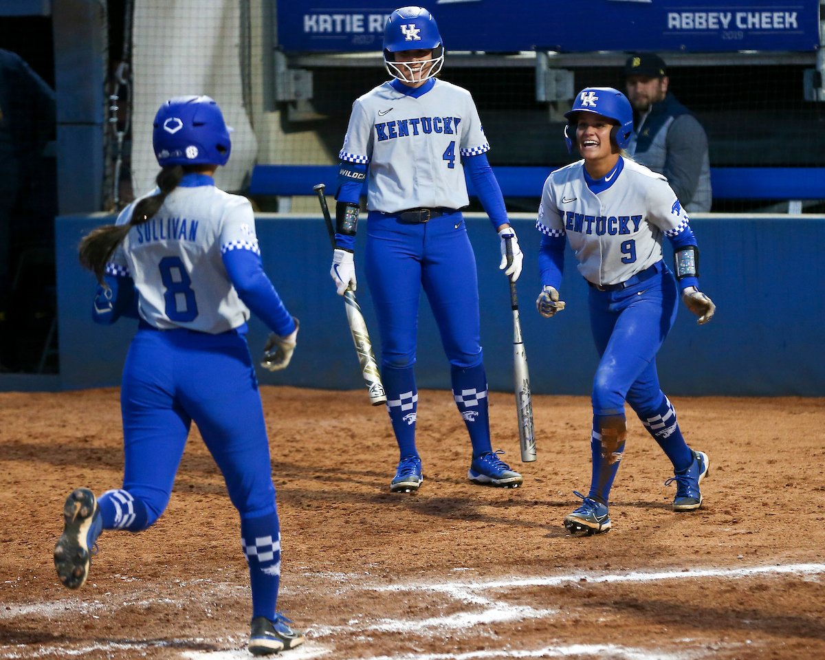 Kennedy Sullivan, Renee Abernathy, Lauren Johnson.

Kentucky beats Michigan 9-2.

Photo by Grace Bradley | UK Athletics