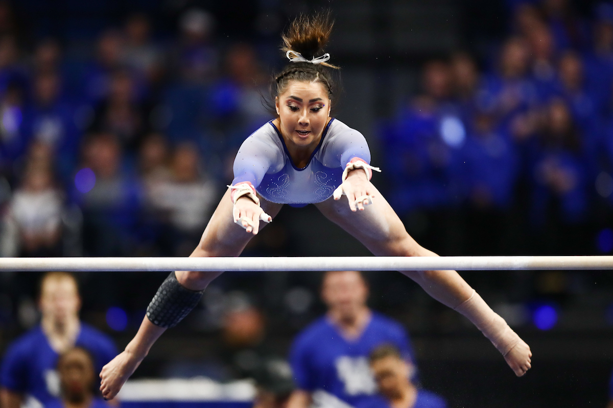 ALAINA KWAN.

The University of Kentucky gymnastics team beats Arkansas with a winning score of 195.275 on Excite Night. 


Photo by Elliott Hess | UK Athletics