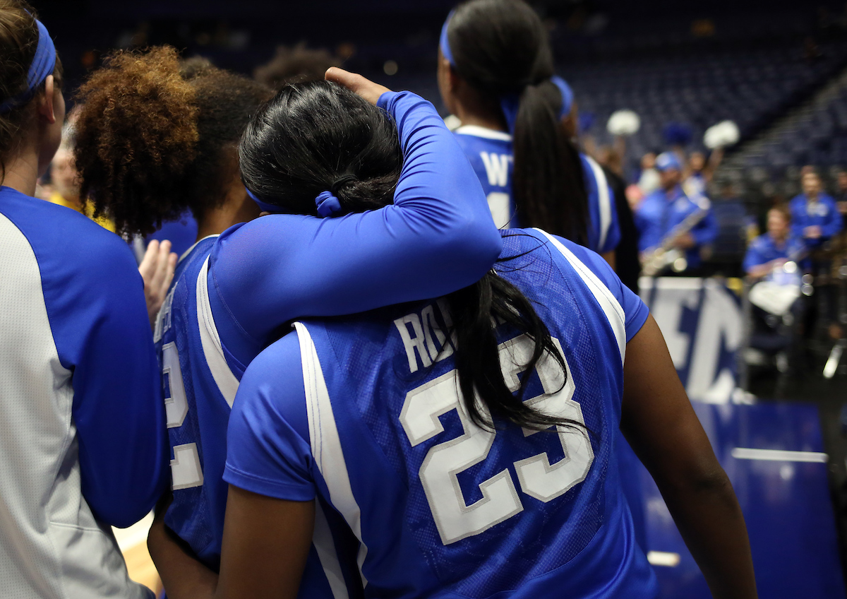 Kameron Roach, Jaida Roper

The University of Kentucky women's basketball team beat Alabama in the SEC Tournament on Thursday, March 1, 2018 at Bridgestone Arena in Nashville, TN.

Photo by Britney Howard | UK Athletics