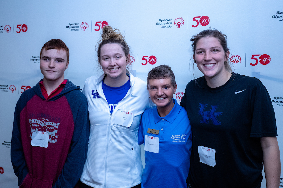 UK athletes bowl with members of Special Olympics at Collins Bowling Alley on , Saturday Dec. 8, 2018  in Lexington, Ky. Photo by Mark Mahan