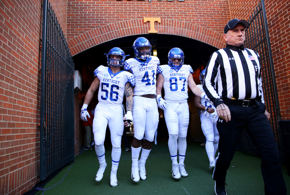 Kash Daniel, Josh Allen, CJ Conrad

Football falls to Tennessee 24-7.

Photo by Britney Howard  | UK Athletics