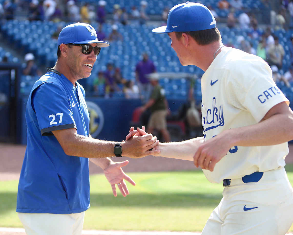 Coach Nick Mingione. Tyler Bosma.

Kentucky defeats LSU 7-2.

Photo by Sarah Caputi | UK Athletics