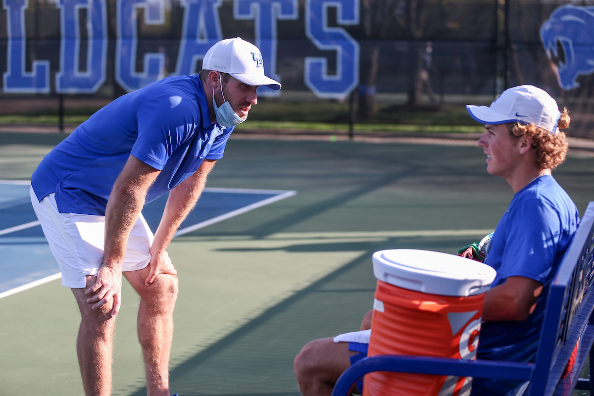 Coach Matthew Gordon and Liam Draxl.

Kentucky beats Ole Miss 5 - 2.

Photo by Sarah Caputi | UK Athletics