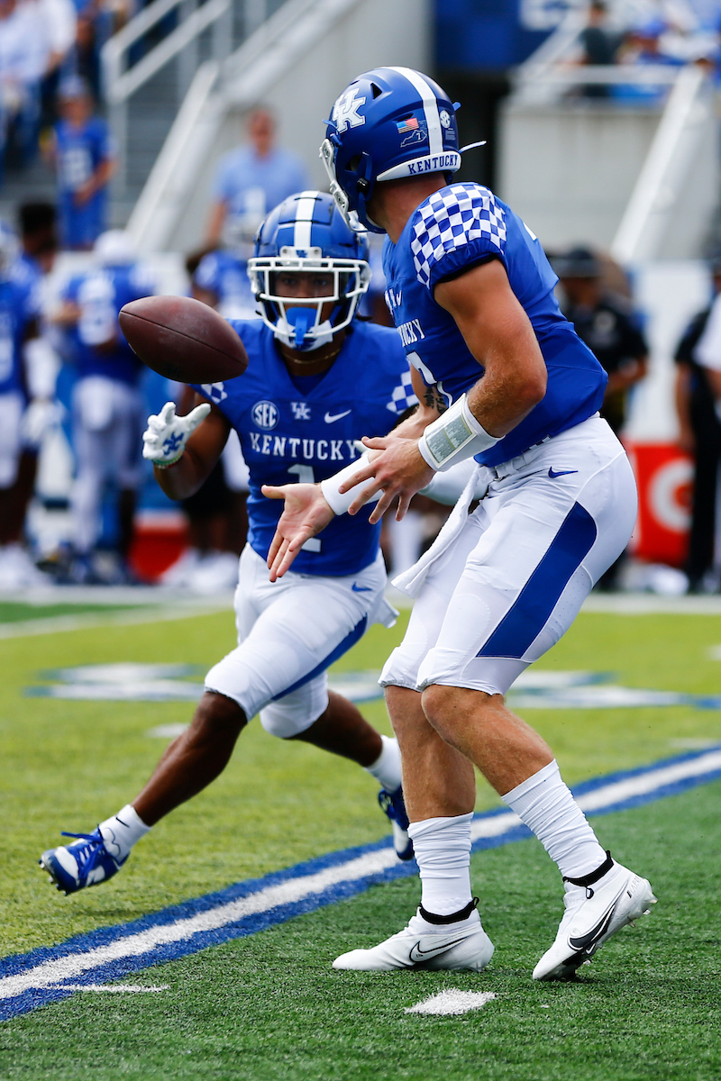 Will Levis and Wan'Dale Robinson. 

UK beat ULM 45-10. 

Photo By Barry Westerman | UK Athletics